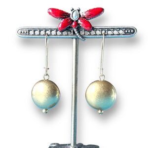 Plunder Gold Tone Round Drop Earrings